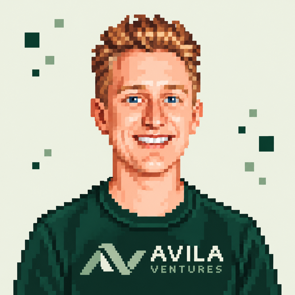 Retrato em pixel art de Thiago Avila